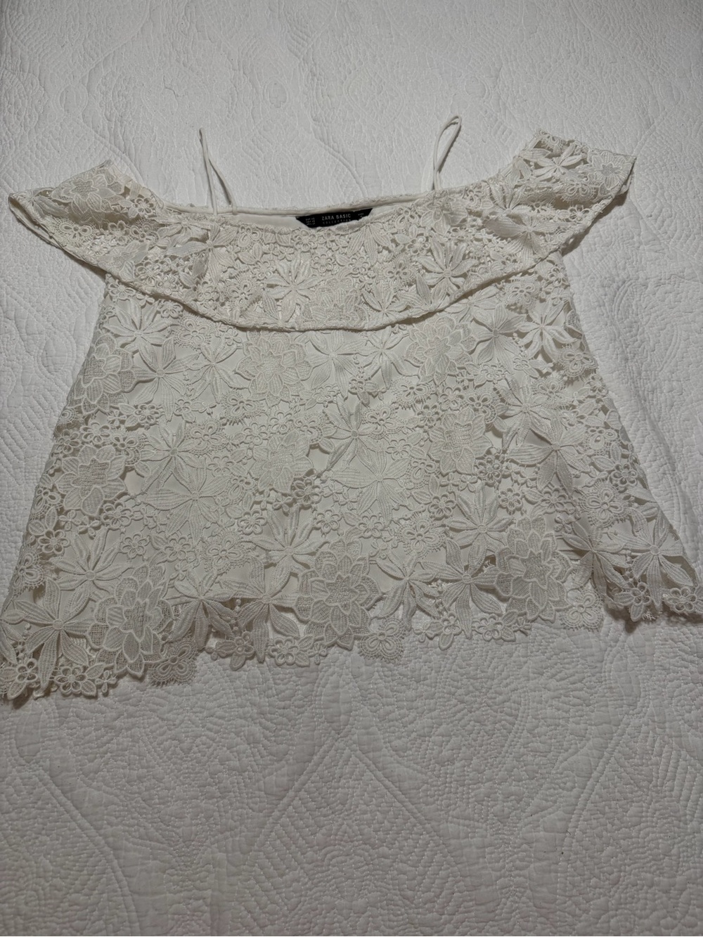 Zara White Lace Off-Shoulder Camisole Top